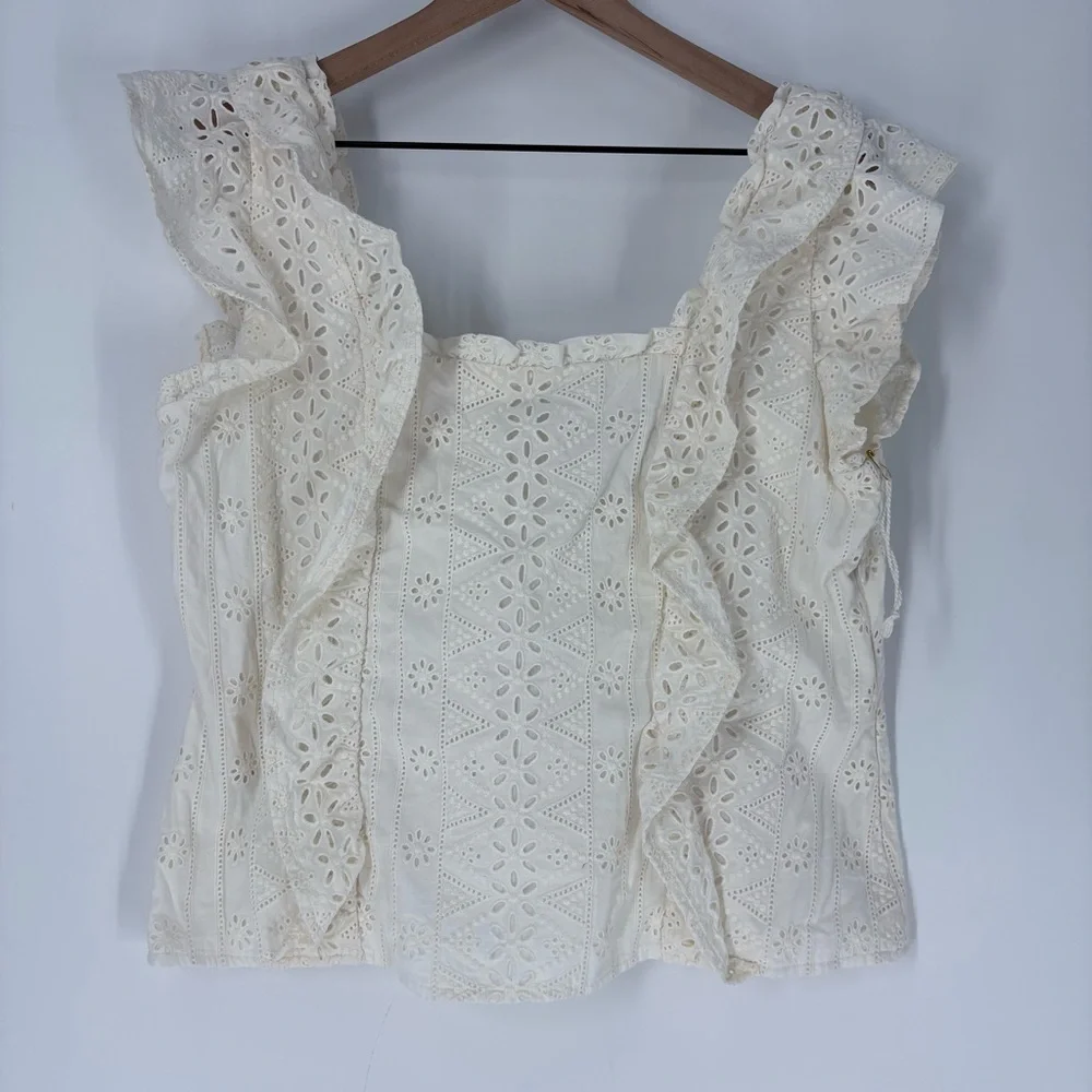 Spartina 449 Taralynn Eyelet Cream Top - Picture 6 of 10